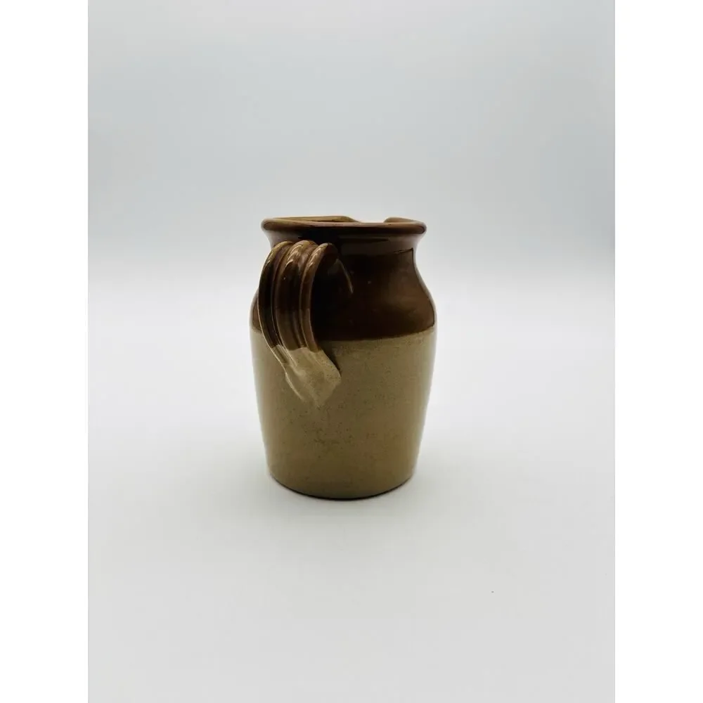 Pearsons Of Chesterfield Crock Creamer Pitcher 1960s England 2 Tone Glazed Brown